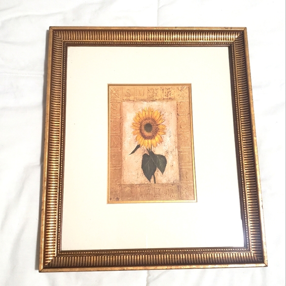 Framed Sunflower Print Wall Art - Picture 1 of 2